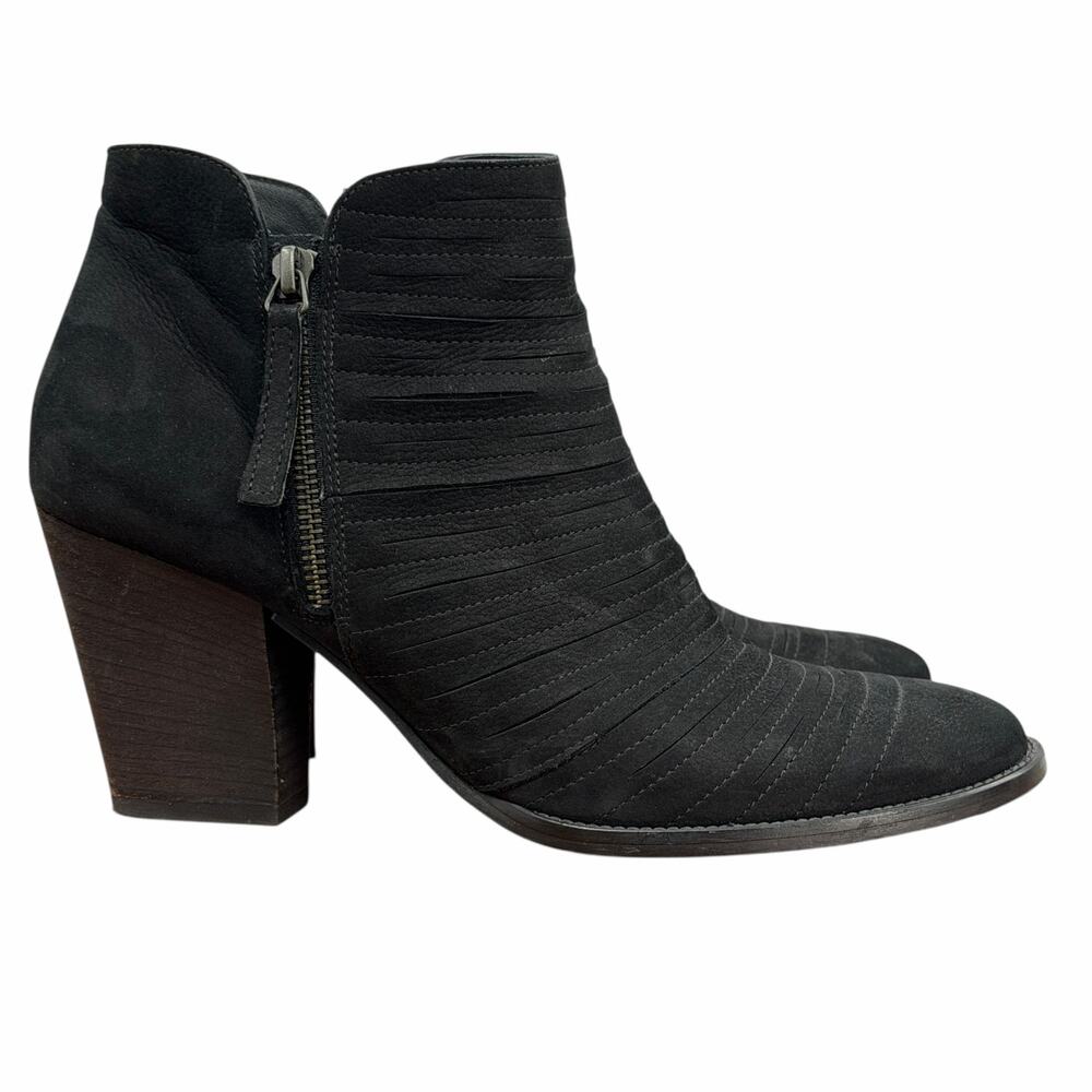 Paul Green Malibu Sliced Boot Womens SZ 10 Black Suede Ankle Double Zip Office